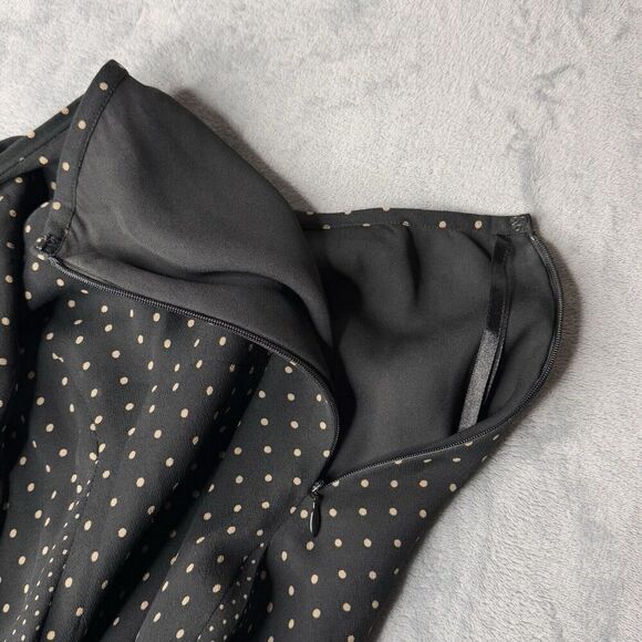 Alfani Sz 14P 100% Silk Skirt Fully Lined Black White Polka Dots Side Zipper - Picture 7 of 11